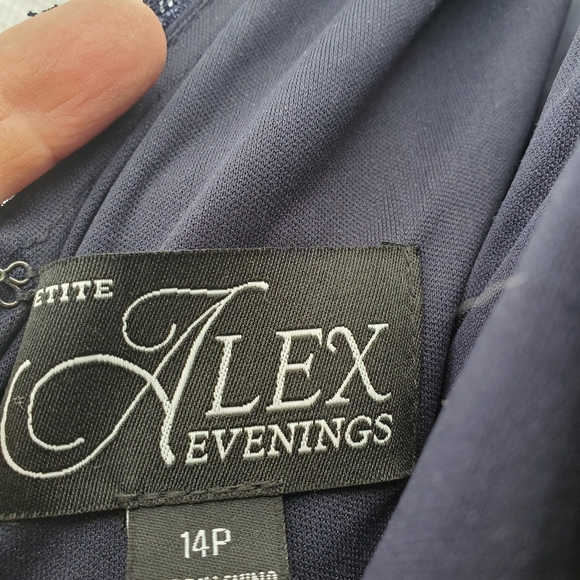 Alex Evenings Navy Sleeveless Gown Sz14P - Picture 15 of 16